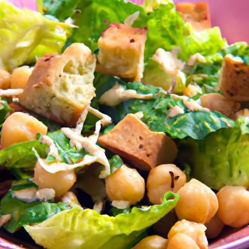 Crunchy Vegan Caesar Salad with Protein-Packed Chickpea Croutons
