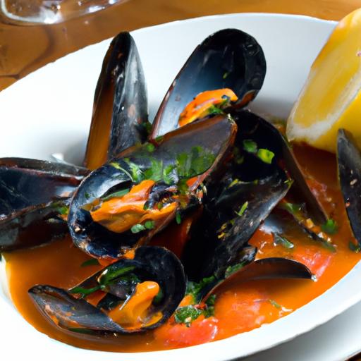 Savor steamed Mussels in a Lush Saffron-Tomato Broth