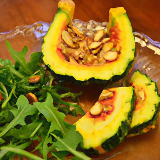 Harvest Harmony: Roasted Acorn Squash &​ Peppery Arugula⁣ Salad