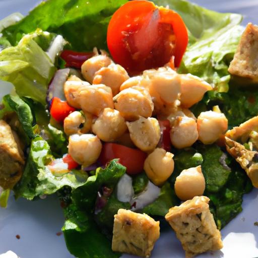 Crunchy Vegan caesar Salad with Protein-Packed Chickpea Croutons