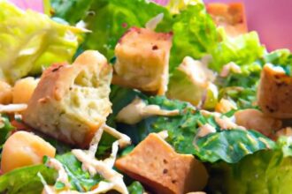 Crunchy Vegan Caesar Salad with Protein-Packed Chickpea Croutons