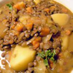 Hearty Smoky Lentil Stew with Leeks and Creamy Potatoes