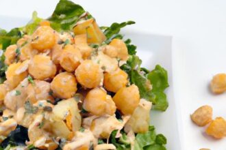 Crisp Vegan Caesar Salad with Crunchy Chickpea Croutons