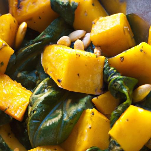 Golden Roasted Acorn Squash & Spinach Salad Delight