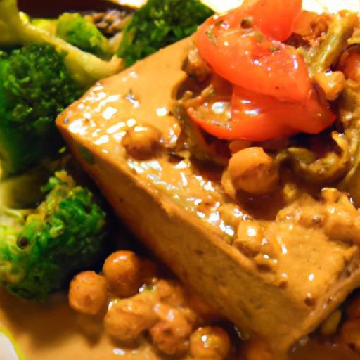 Golden Baked Tofu with Creamy, Zesty Peanut Sauce Recipe
