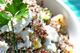 Fresh & Flavorful: Greek Quinoa Bowls Topped with Tzatziki