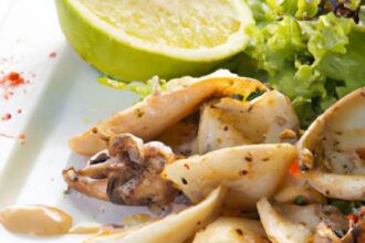 Fiery Grilled Squid Meets Zesty Lemon Aioli Delight