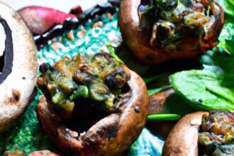 Savor Vegan Stuffed Mushrooms: Garlic & Spinach Delight