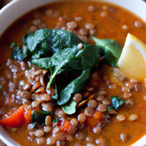 Hearty Lentil Soup with Tomatoes and Vibrant Spinach Boost
