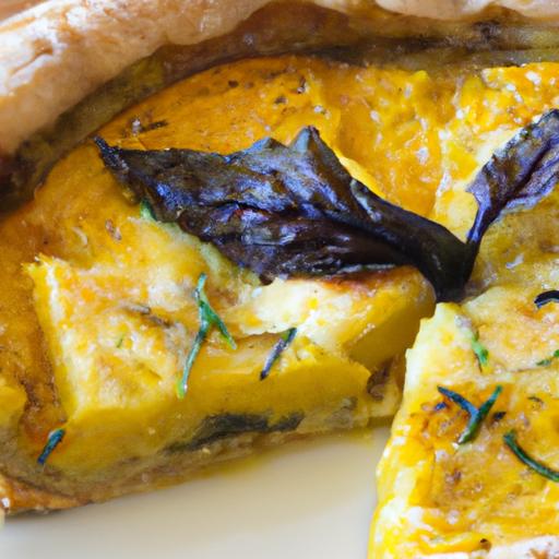 Golden butternut Squash & Sage Tart with Parmesan Bliss