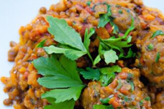 Hearty Bulgur & Lentil Meatballs Simmered in Tomato Sauce