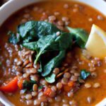 Hearty Lentil Soup with Tomatoes and Vibrant Spinach Boost
