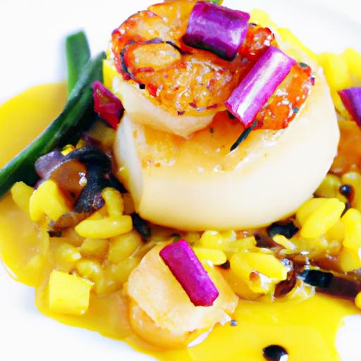 Savor the flavor: seared Scallops​ with Saffron ⁣Risotto Delight
