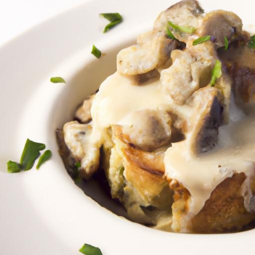 Savor the Twist: Creamy Mushroom & Leek Bread Pudding Delight
