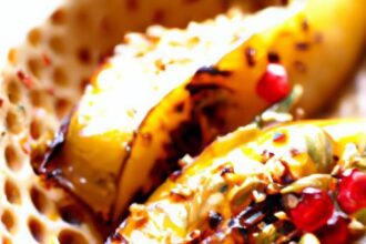 Sweet and Tangy Roasted Acorn Squash with Pomegranate Molasses