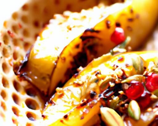 Sweet and Tangy Roasted Acorn Squash with Pomegranate Molasses