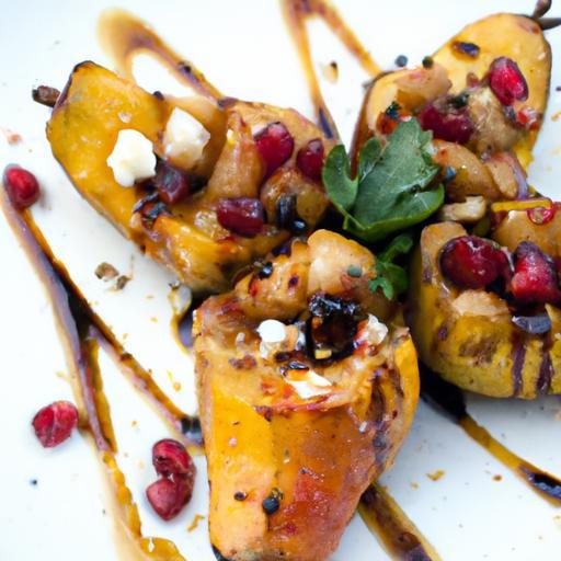 Roasted Acorn Squash Drizzled with Tangy Pomegranate Molasses