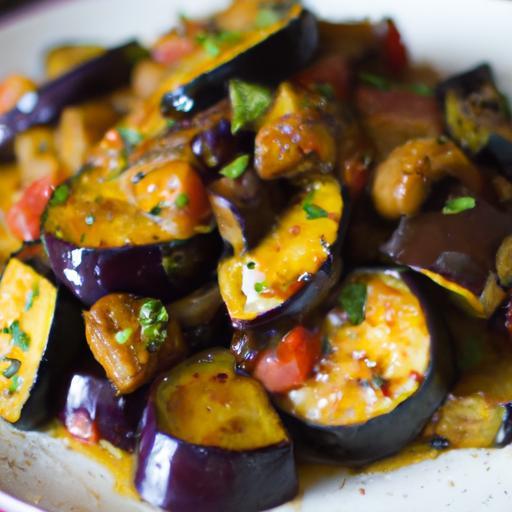 Savor Vegan Eggplant Stir-Fry in Zesty Garlic Sauce Delight