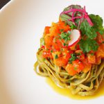 Savory Spaghetti with Miso Glaze and Crispy Tofu Twist