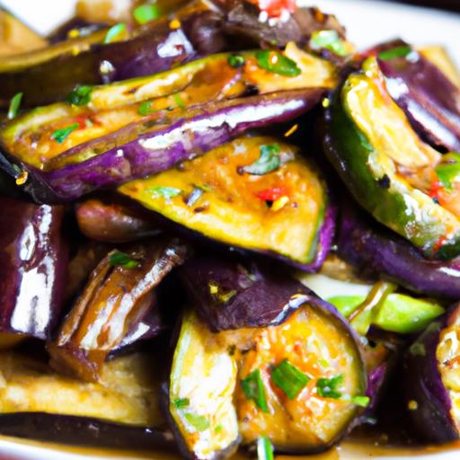Savor Vegan Eggplant Stir-Fry in Zesty Garlic Sauce Delight
