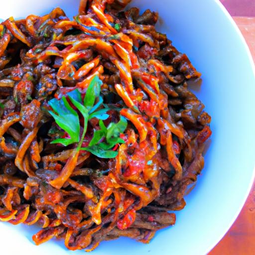 Hearty ‍Vegan Lentil Bolognese with Nutty Whole Grain Pasta