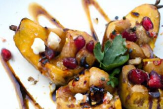 Roasted Acorn Squash Drizzled with Tangy Pomegranate Molasses