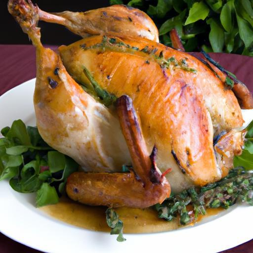 Savory Roasted Capon with Brioche Herb Stuffing Delight