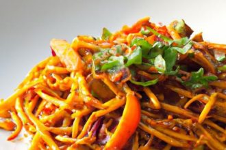 Zesty Carrot Noodles: A Spicy Peanut Sauce Delight