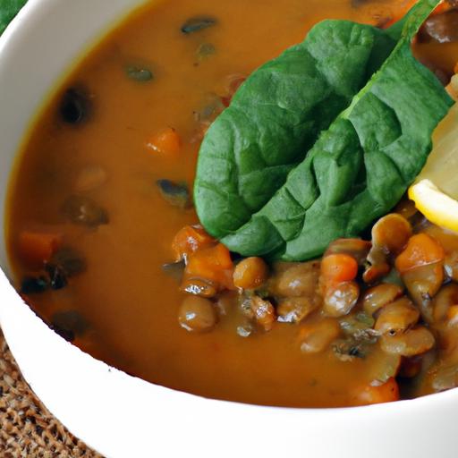 Hearty Lentil Soup with tomatoes and Spinach: A Nutritious Delight